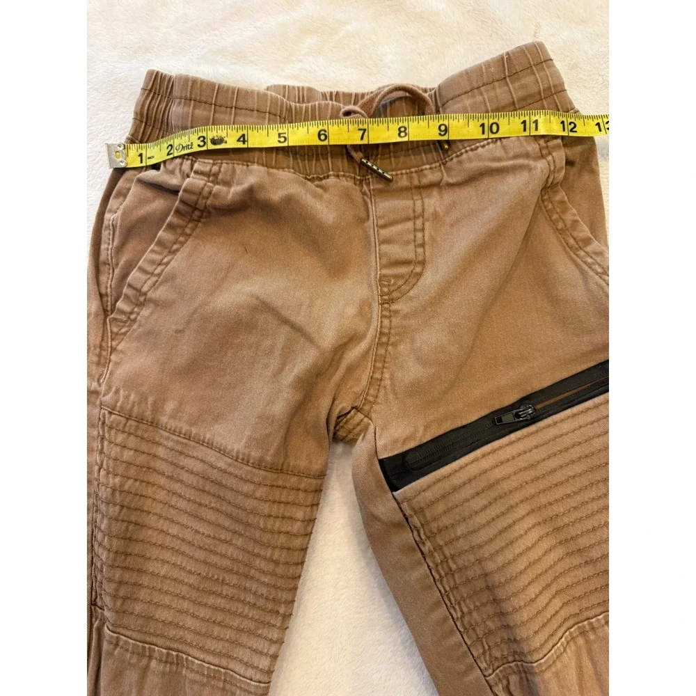 Ring of Fire Boys Brown Moto Jogger Pants‎ Size 8 RBB0237C Tan Ribbed Knee Zip